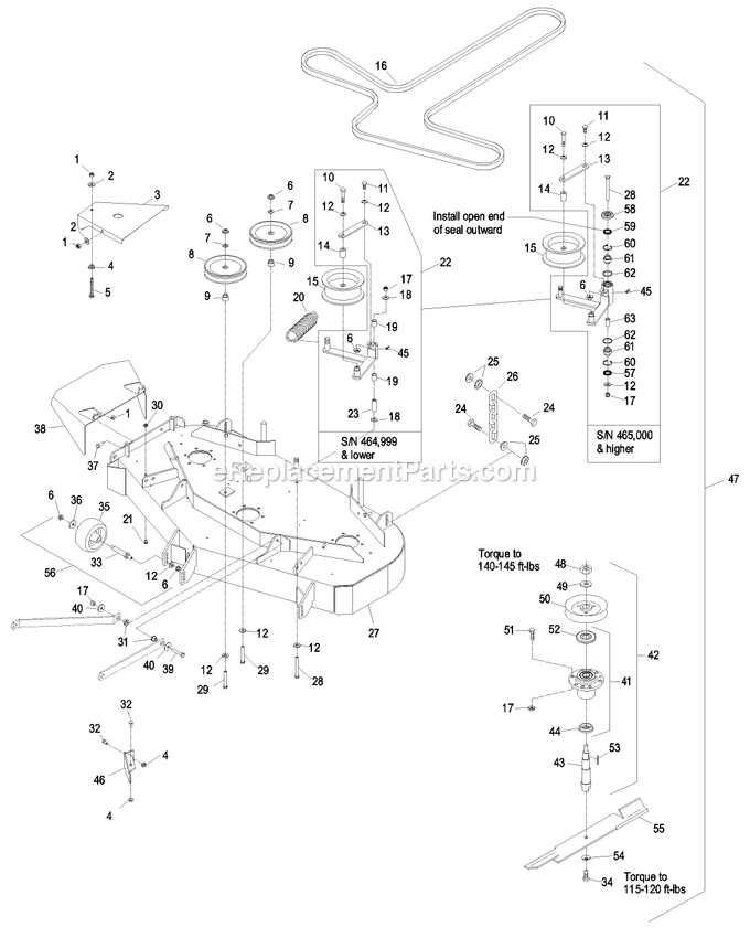 Deck Group Diagram and Parts List for LCT5219KA (440000-509999)(2004) Exmark Lawn Mower