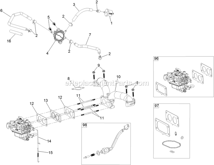 Fuel System Assembly Diagram and Parts List for RAE708GEM52300 (404314159-406294344)(2019) Exmark Lawn Mower