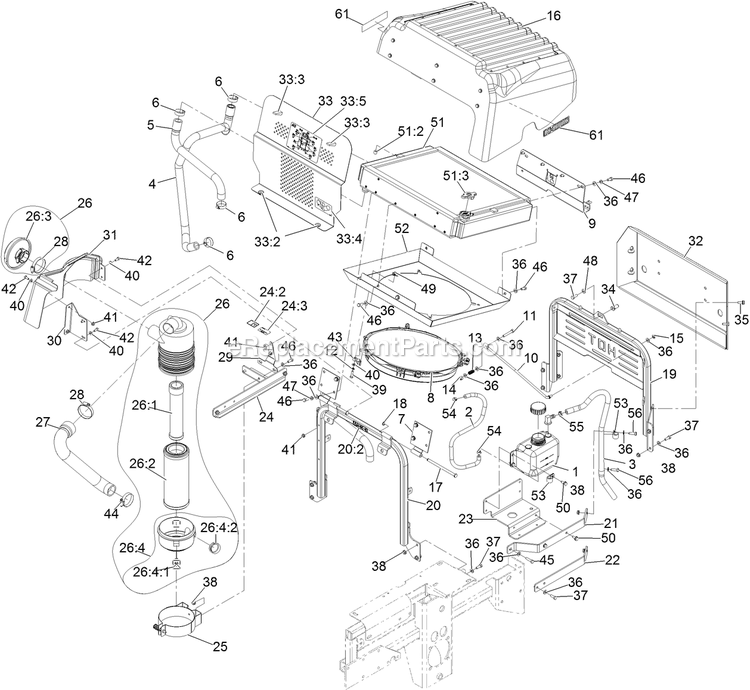 Cooling Assembly Diagram and Parts List for LZS902DKU725A1 (315000000-315999999)(2015) Exmark Lawn Mower