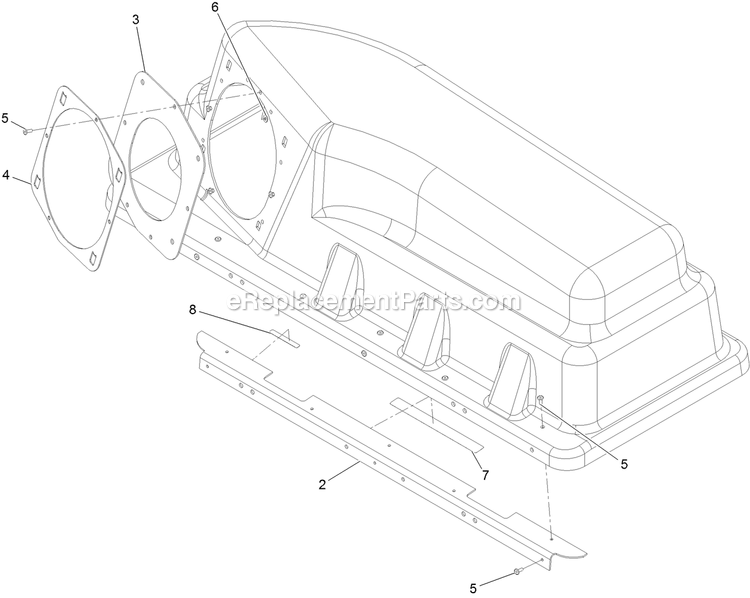 Bagger Top Assembly Diagram and Parts List for 126-7508 (406294345-408644345)(2020) Exmark Lawn Tractor Accessories