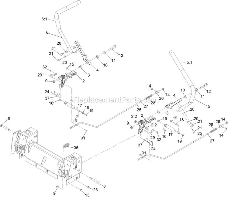 Motion Control Assembly Diagram and Parts List for QTE708GEM50200 (400000000-402082299)(2017) Exmark Lawn Mower