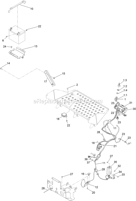 Electrical Assembly Diagram and Parts List for ARX541CKA30000 (404314159-406294344)(2019) Exmark Aerator