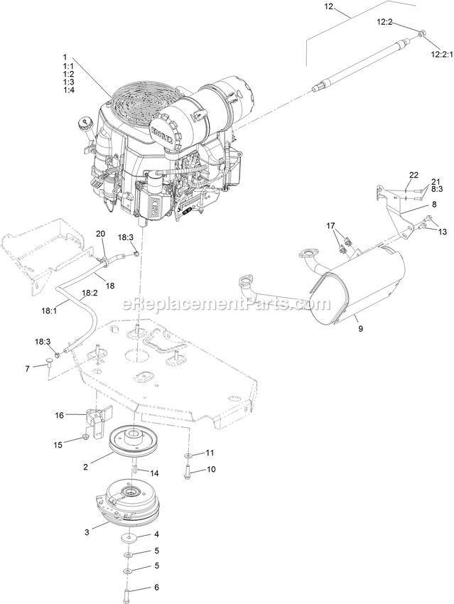 Engine Assembly Diagram and Parts List for LZE742GKC604C1 (400000000-402082299)(2017) Exmark Lawn Mower