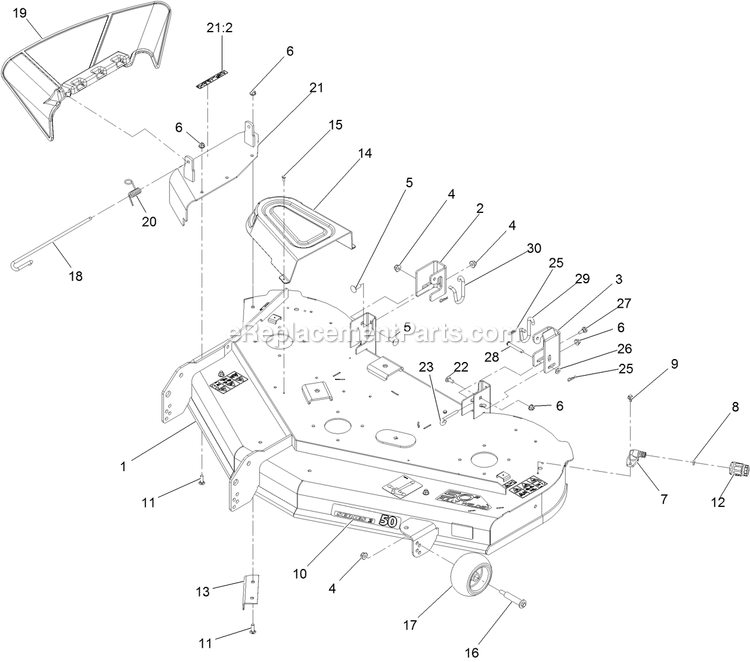 Deck Assembly Diagram and Parts List for QTS725GKC50200 (315000000-315999999)(2015) Exmark Lawn Mower