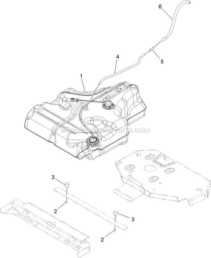 Fuel Tank Mounting Assembly Diagram and Parts List for LZE651GKA484A2 (316000000-399999999)(2016) Exmark Lawn Mower