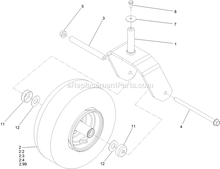 Tire And Wheel Assembly Diagram and Parts List for QZS708GEM50200 (404314159-406294344)(2019) Exmark Lawn Mower