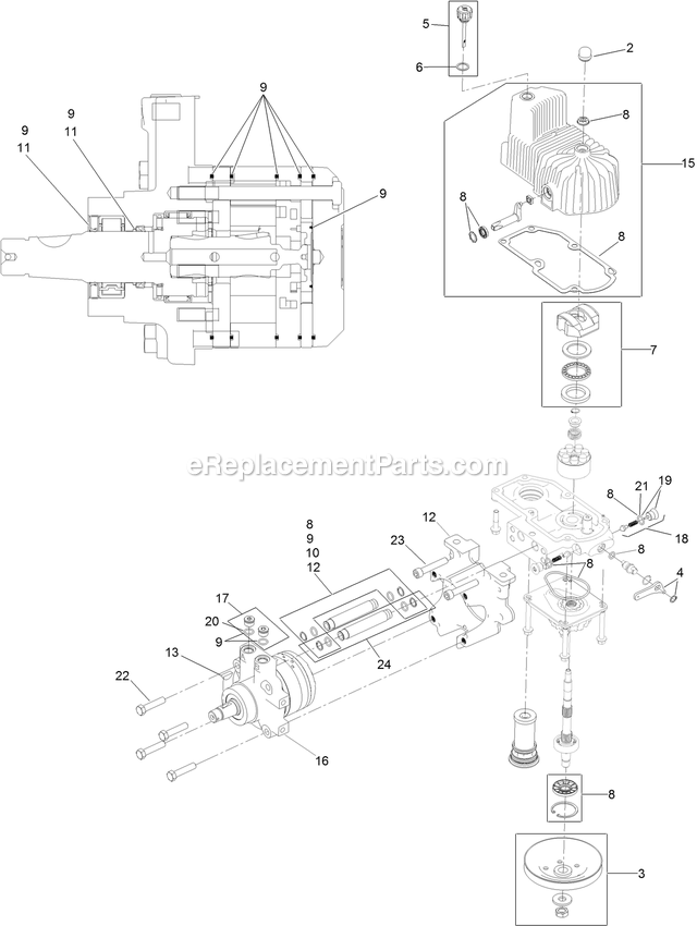 Lh Hydro Assembly Diagram and Parts List for LZE742GKC524A2 (316000000-399999999)(2016) Exmark Lawn Mower