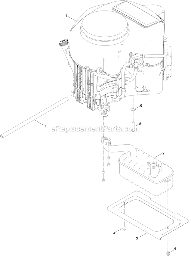 Engine And Muffler Assembly Diagram and Parts List for QZS691CKA50200 (404314159-406294344)(2019) Exmark Lawn Mower