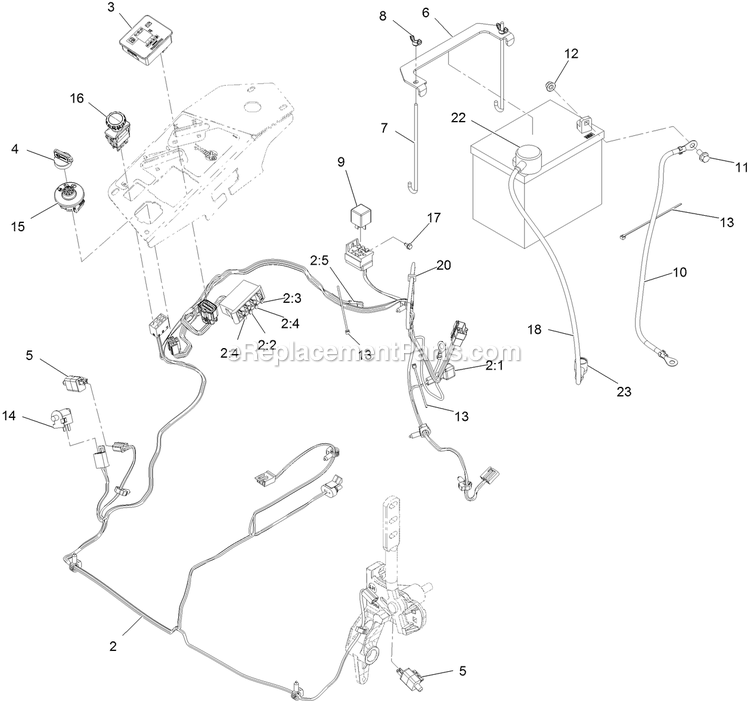 Electrical Assembly Diagram and Parts List for LZE742GKC604A3 (404314159-406294344)(2019) Exmark Lawn Mower