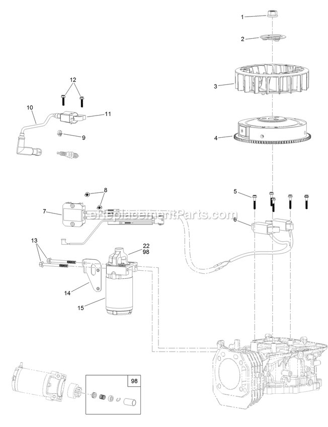 Ignition And Electrical Assembly Diagram and Parts List for QTS452CEM34200 (400000000-402082299)(2017) Exmark Lawn Mower