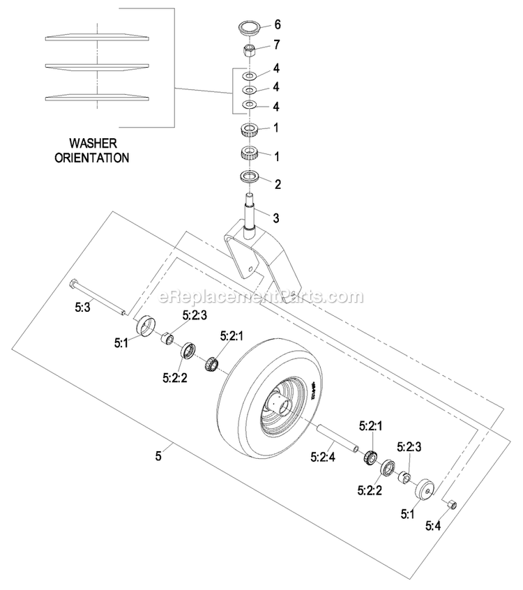 Caster Wheel Assembly (1) Diagram and Parts List for LZAS29KA724LP (850000-919999)(2010) Exmark Lawn Mower