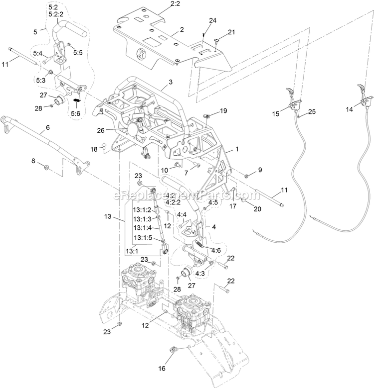 Controls Assembly Diagram and Parts List for STS651GKA48400 (406294345-408644345)(2020) Exmark Lawn Mower