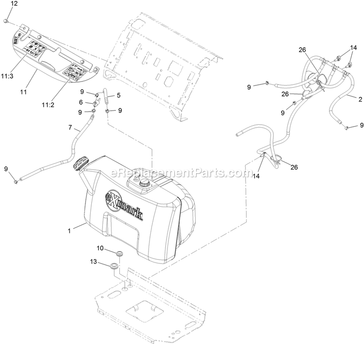 Fuel Assembly Diagram and Parts List for VTX730EKC52400 (400000000-499999999)(2017) Exmark Lawn Mower