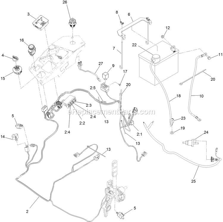 Electrical Assembly Diagram and Parts List for LZX801CKA60600 (400000000-402082299)(2017) Exmark Lawn Mower