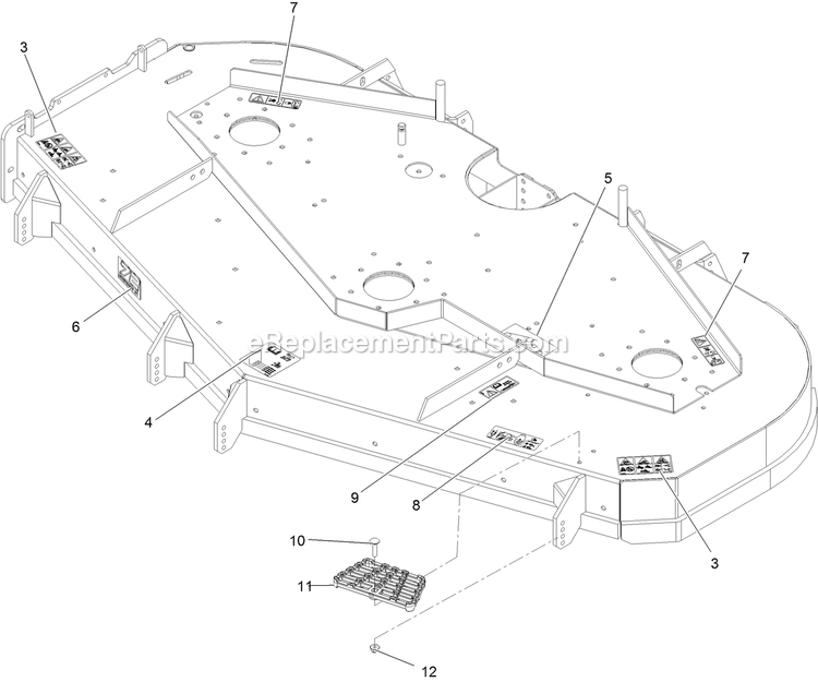 Deck With Decals Assembly (1) Diagram and Parts List for LZS902DKU725A1 (400000000-402082299)(2017) Exmark Lawn Mower