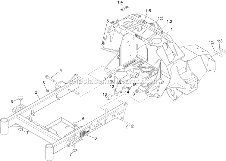 Main Frame Assembly Diagram and Parts List for STE600CKA36300 (404314159-406294344)(2019) Exmark Lawn Mower