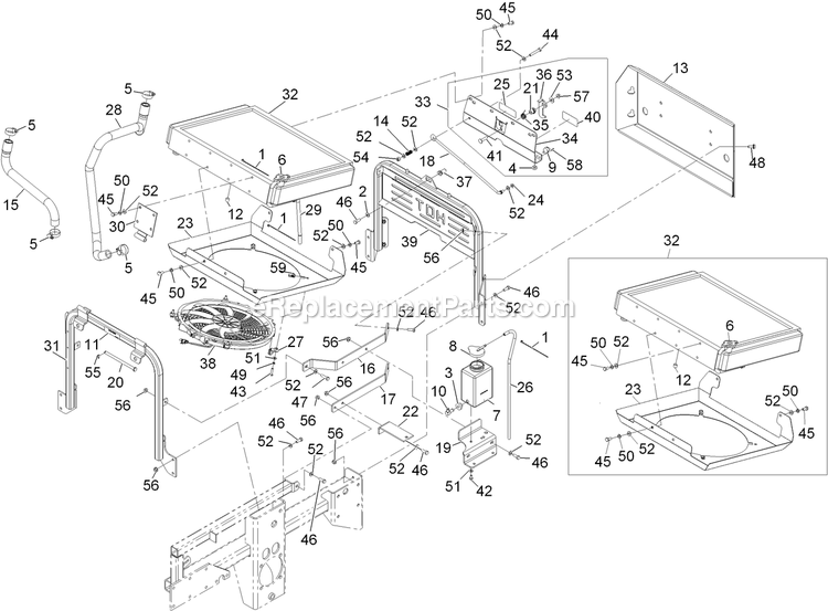 Cooling Assembly Diagram and Parts List for LZD25KD725 (920000-999999)(2011) Exmark Lawn Mower