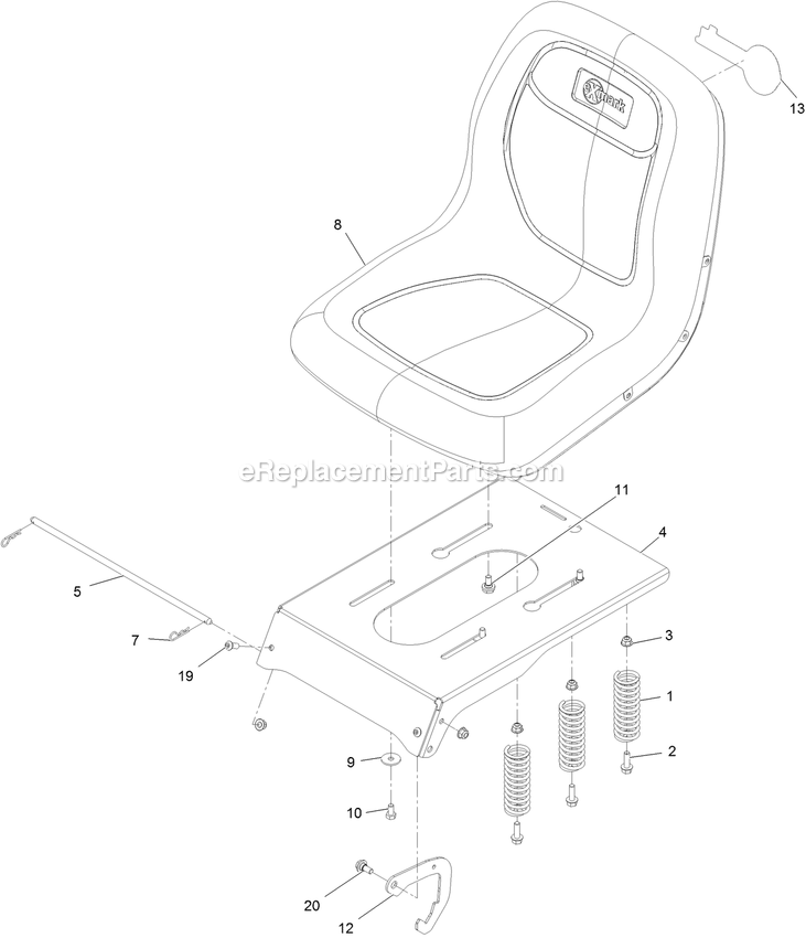 Seat Assembly Diagram and Parts List for QTE708GEM42200 (400000000-402082299)(2017) Exmark Lawn Mower