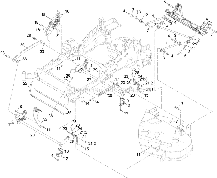 Deck Lift Assembly Diagram and Parts List for LZE730GKA524C2 (402082300-404314158)(2018) Exmark Lawn Mower