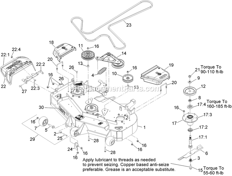 Deck Assembly Diagram and Parts List for LZX23KC486 (920000-999999)(2011) Exmark Lawn Mower