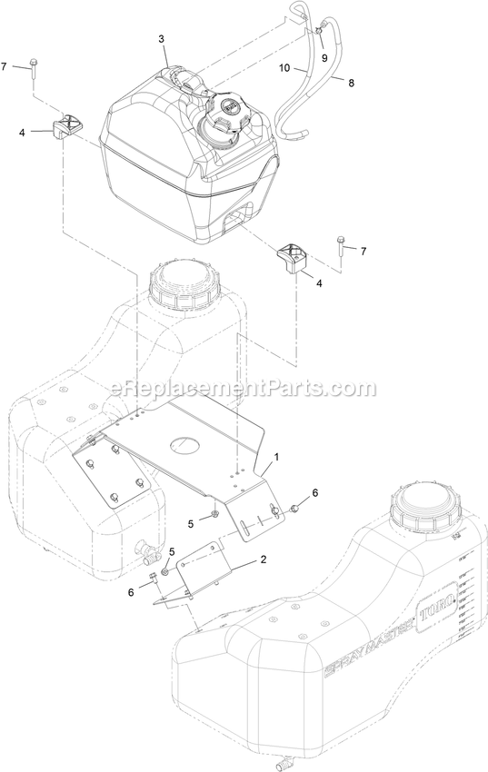 Fuel Assembly Diagram and Parts List for 34233 406912824-999999999 Exmark Sprayer