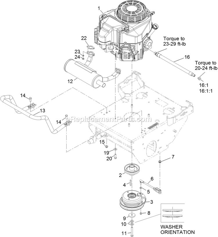 Engine Assembly Diagram and Parts List for TTS541CKA48300 (316000000-399999999)(2016) Exmark Lawn Mower