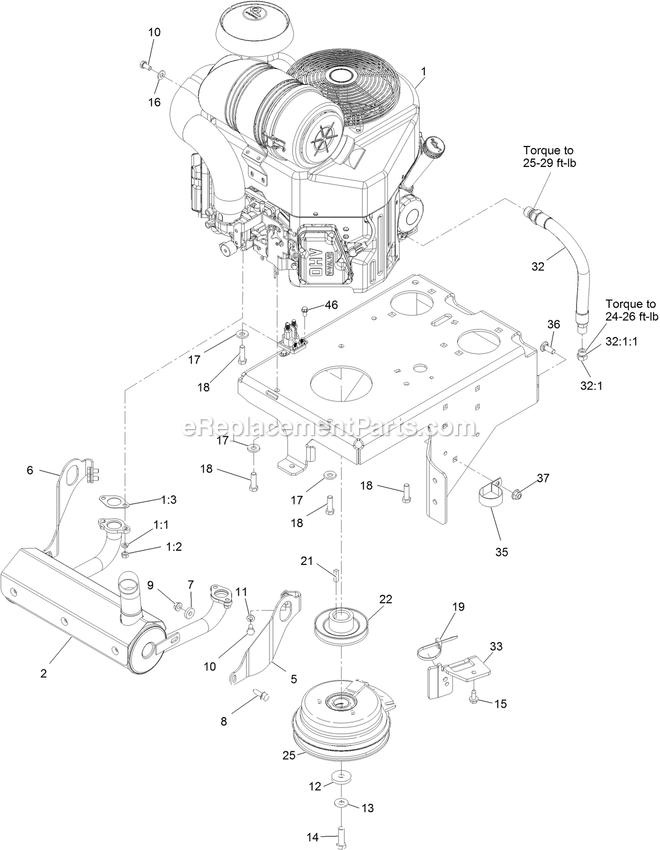 Engine Assembly Diagram and Parts List for VTX651GKA48400 (316000000-399999999)(2016) Exmark Lawn Mower