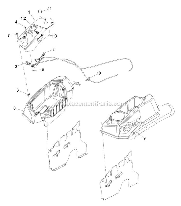 Controls Group Diagram and Parts List for LZAS20BV484 (790000-849999)(2009) Exmark Lawn Mower