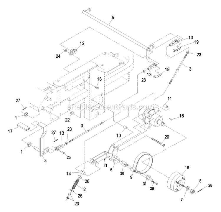 Park Brake Group Diagram and Parts List for LZ20KC524AS (440000-509999)(2004) Exmark Lawn Mower