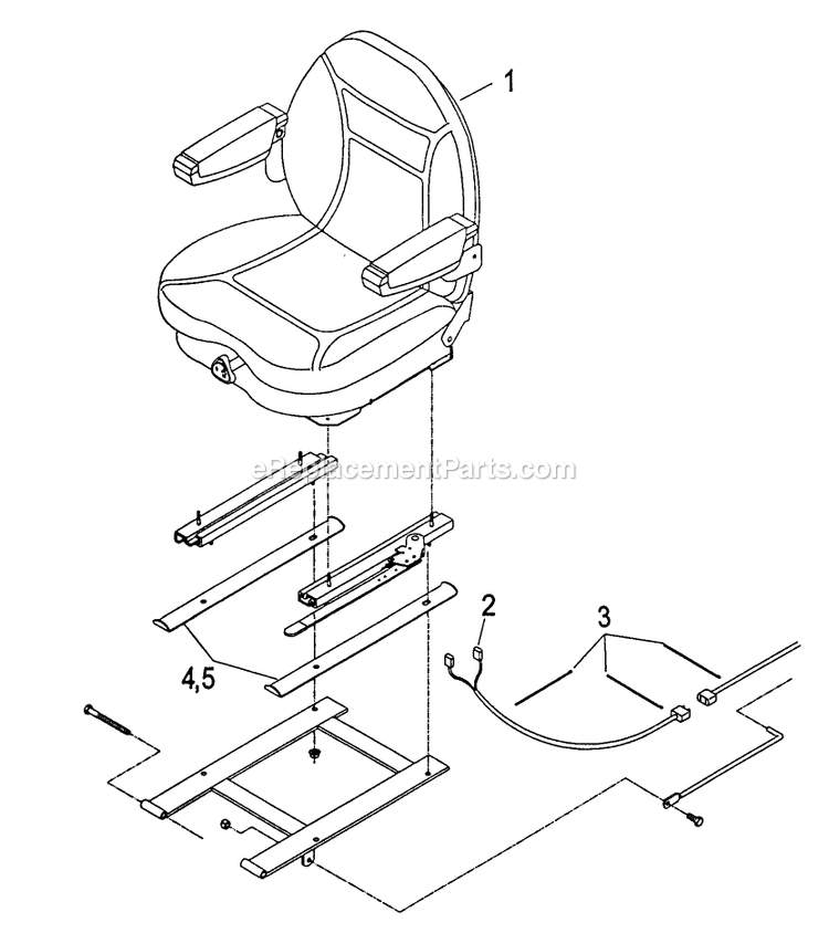 Suspension Seat Kit Diagram and Parts List for LZ22KC604 (190000-219999)(1999) Exmark Lawn Mower