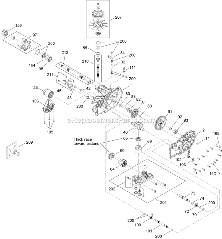 Left Hand Hydro Transaxle Assembly Diagram and Parts List for QTS691KA502 (313000000-313999999)(2013) Exmark Lawn Mower