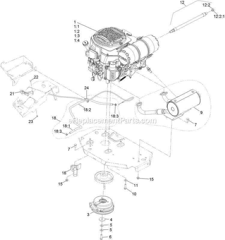 Engine Assembly Diagram and Parts List for LZS749AKC604A1 (406294345-408644345)(2020) Exmark Lawn Mower