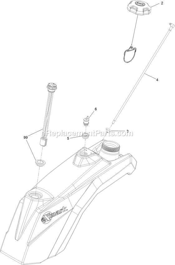 Left And Right Fuel Tank Assembly Diagram and Parts List for STS651GKA48400 (406294345-408644345)(2020) Exmark Lawn Mower