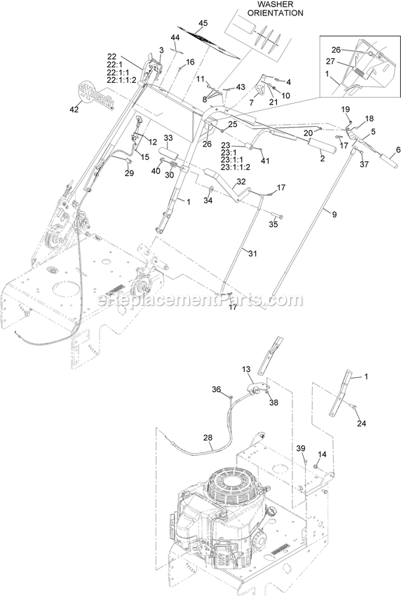 Pistol Grip Upper Handle And Controls Diagram and Parts List for MGS481GKA322P0 (315000000-315999999)(2015) Exmark Lawn Mower