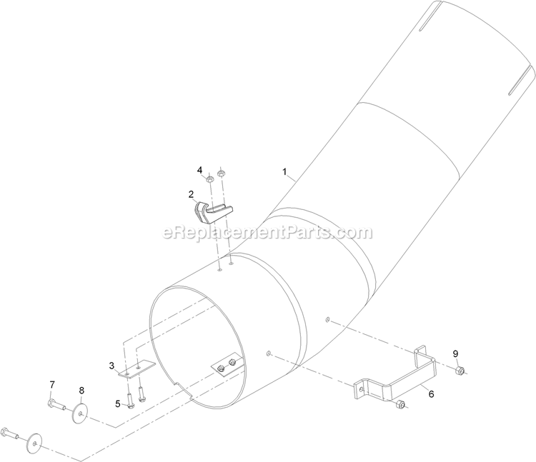 Lower Tube Assembly Diagram and Parts List for LZUVQD11 (312000000-312999999)(2012) Exmark Lawn Tractor Accessories