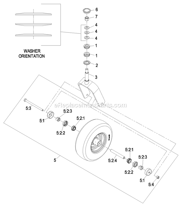 Caster Wheel Assembly (1) Diagram and Parts List for LZAS22KA484CA (850000-919999)(2010) Exmark Lawn Mower