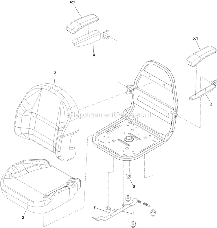 Seat Assembly (2) Diagram and Parts List for QZS735GKC54200 (411294212-999999999)(2022) Exmark Lawn Mower