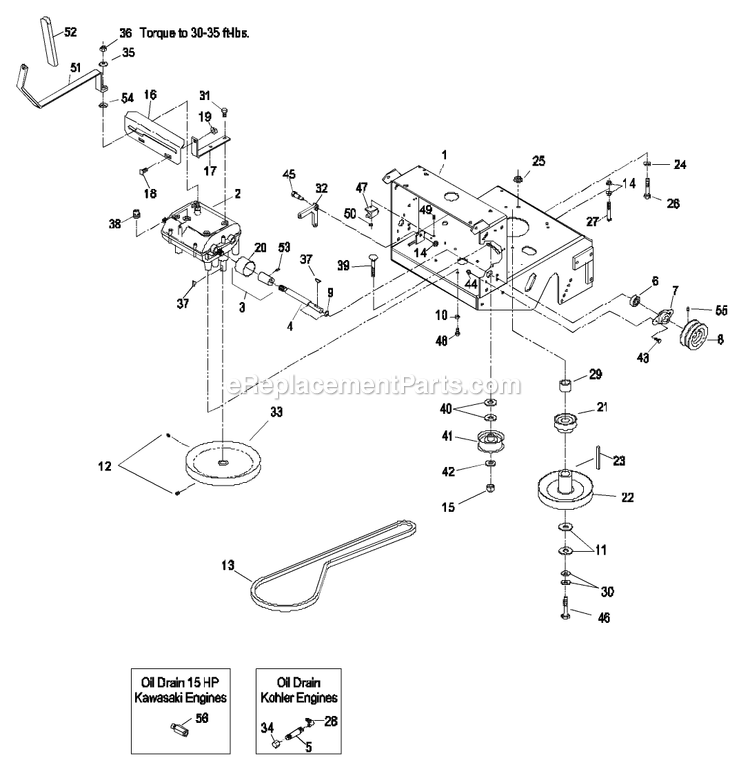 Engine Deck Group (1) Diagram and Parts List for M14815KC (320000-369999)(2002) Exmark Lawn Mower