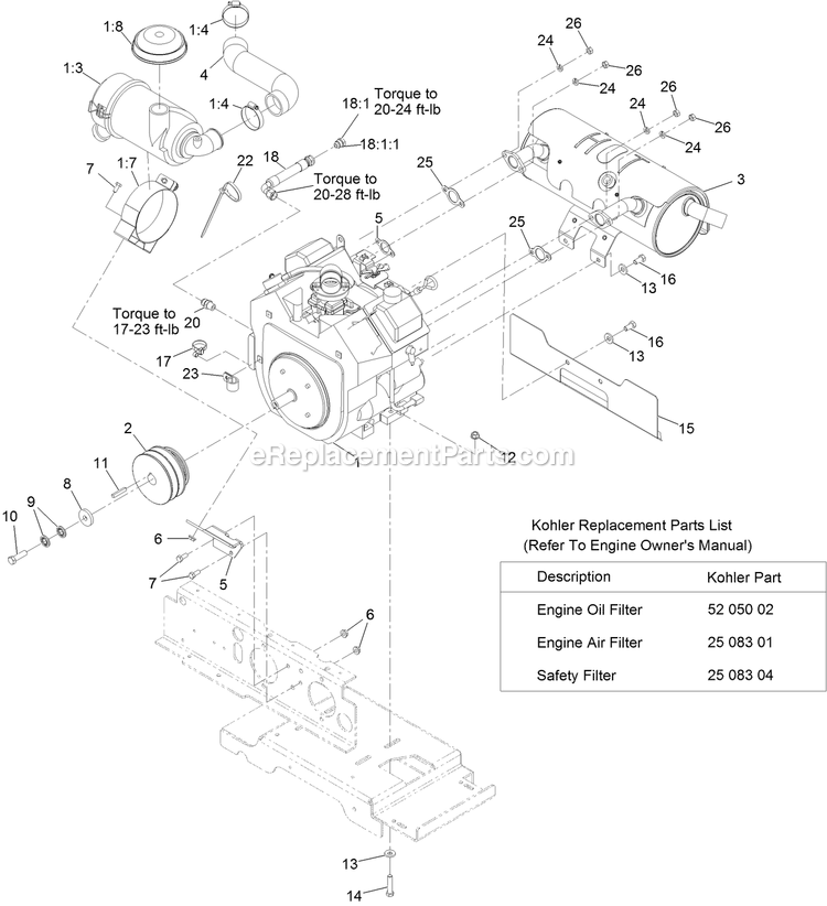 Engine Assembly Diagram and Parts List for NVS740CKC48000 (400000000-402082299)(2017) Exmark Lawn Mower