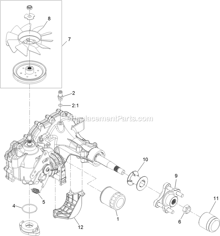 Lh Transaxle Assembly Diagram and Parts List for PNS740GKC604A4 (315000000-315999999)(2015) Exmark Lawn Mower