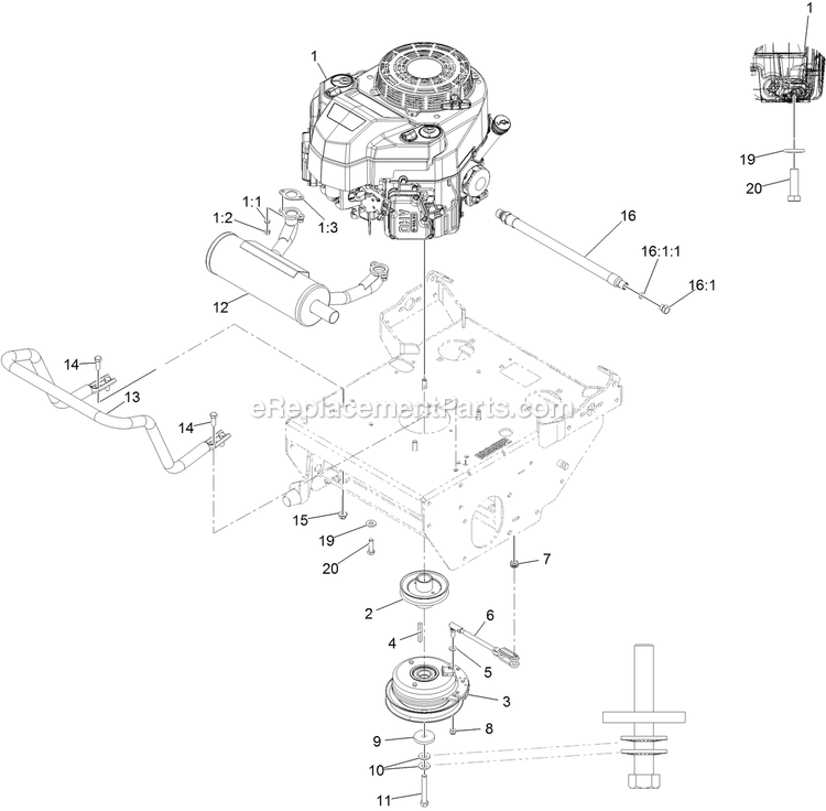 Engine Assembly Diagram and Parts List for TTS541CKA48300 (400000000-402082299)(2017) Exmark Lawn Mower