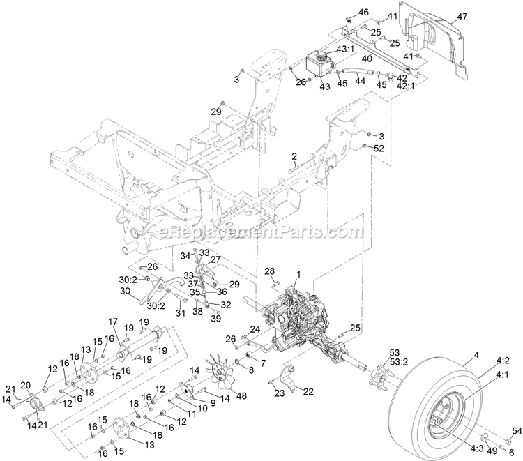 Ground Drive Assembly Diagram and Parts List for SSS395CKC00000 (404314159-406294344)(2019) Exmark Sprayer