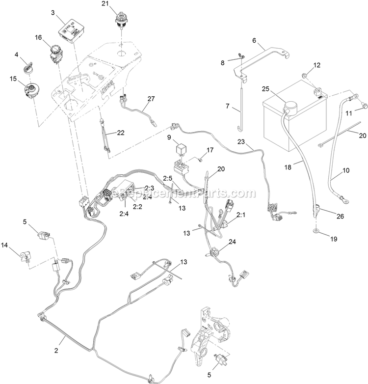 Electrical Assembly Diagram and Parts List for LZX980EKC72600 (400000000-402082299)(2017) Exmark Lawn Mower