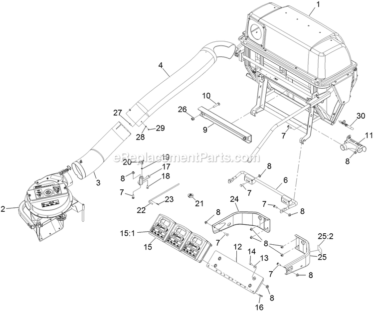 Assembly Diagram and Parts List for LZUVQD7 (315000000-315999999)(2015) Exmark Lawn Tractor Accessories