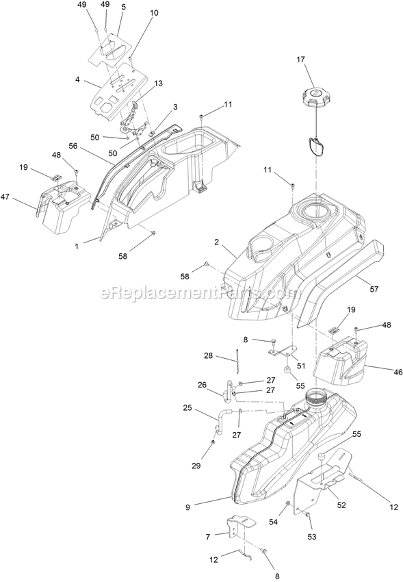 Fuel Assembly Diagram and Parts List for QZS708GEM50200 (404314159-406294344)(2019) Exmark Lawn Mower