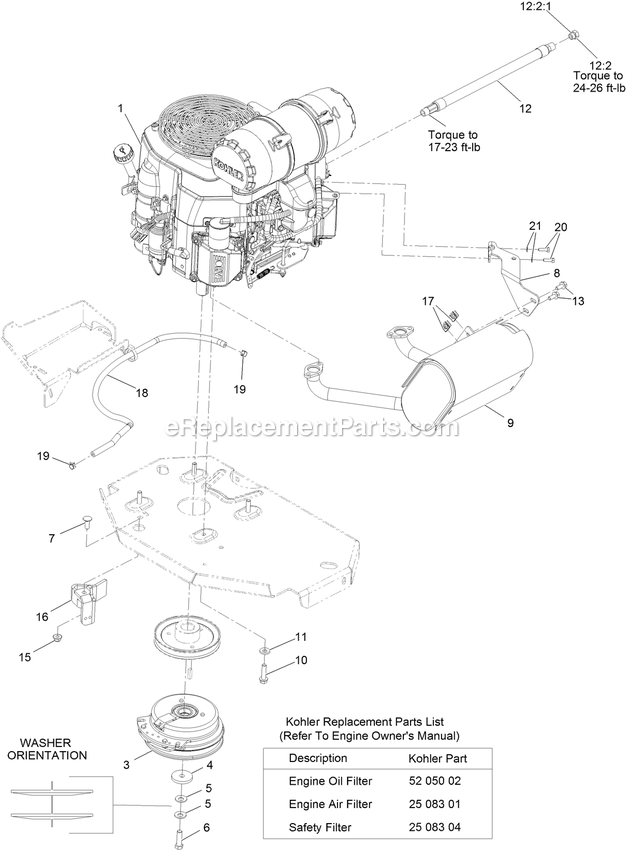Engine Assembly Diagram and Parts List for LZE732GKC524A2 (316000000-399999999)(2016) Exmark Lawn Mower