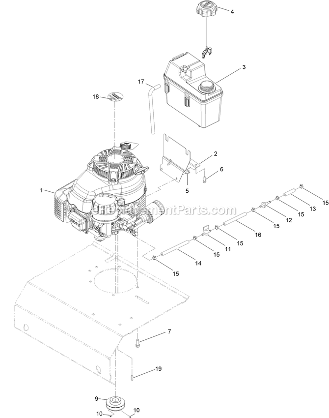 Engine Assembly Diagram and Parts List for ARS180CKA21000 (402082300-404314158)(2018) Exmark Aerator