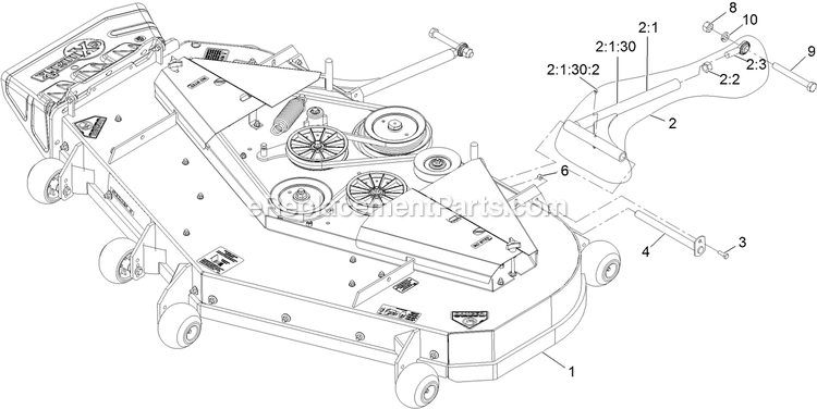 Complete Deck Assembly Diagram and Parts List for LZDS902K725 (313000000-313999999)(2013) Exmark Lawn Mower