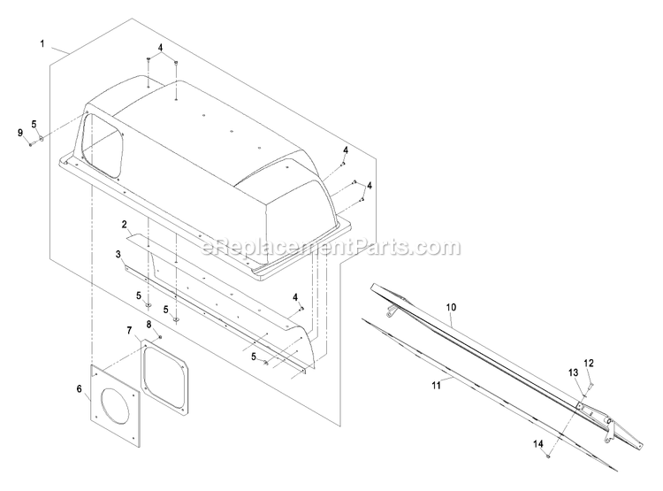 Hood And Screen Assembly Diagram and Parts List for LHPUVD4448 (440000-509999)(2004) Exmark Lawn Tractor Accessories