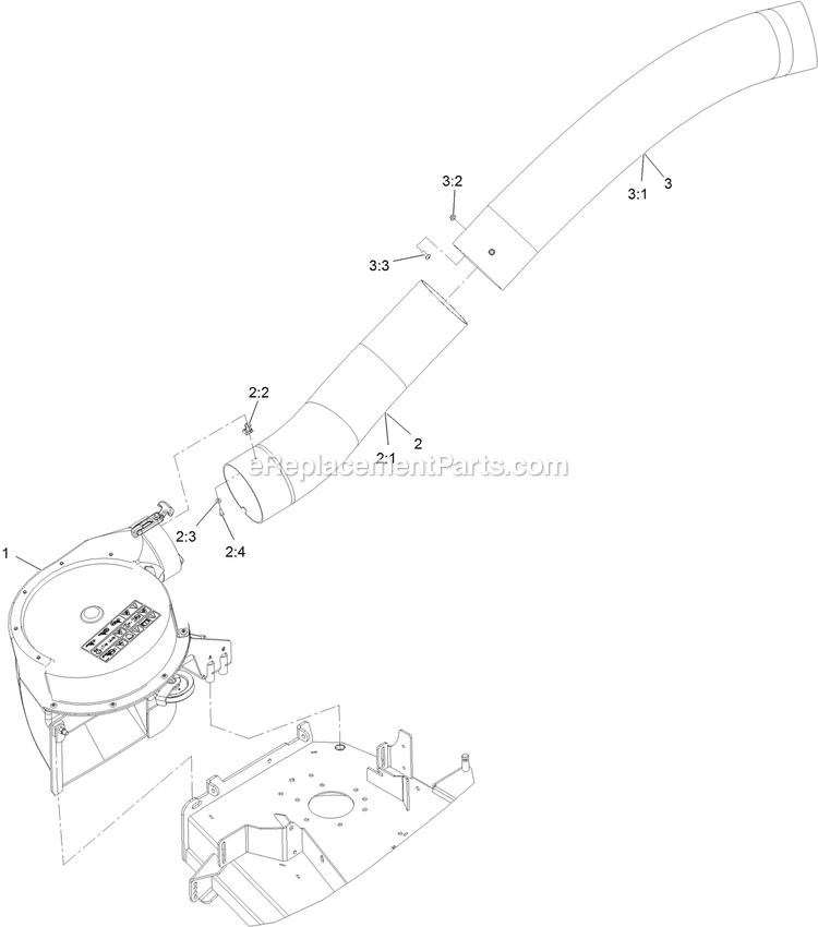 Blower Assembly (1) Diagram and Parts List for 135-2604 (408644346-411294211)(2021) Exmark Lawn Tractor Accessories